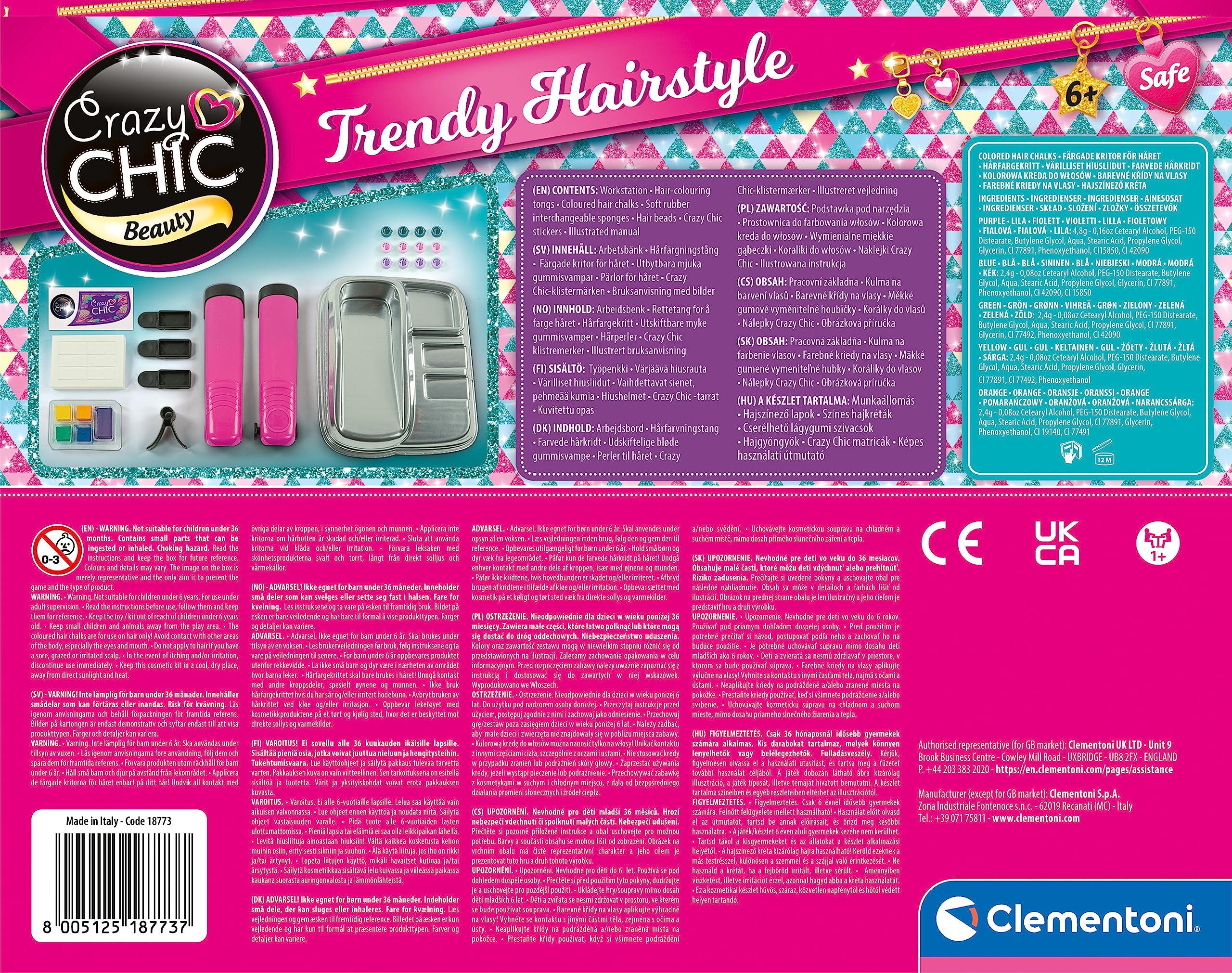 Clementoni - 18773 - Crazy Chic - Trendy Hairstyles - Zabawka Kreatywna Dla Dziewczyny Od 6 Lat