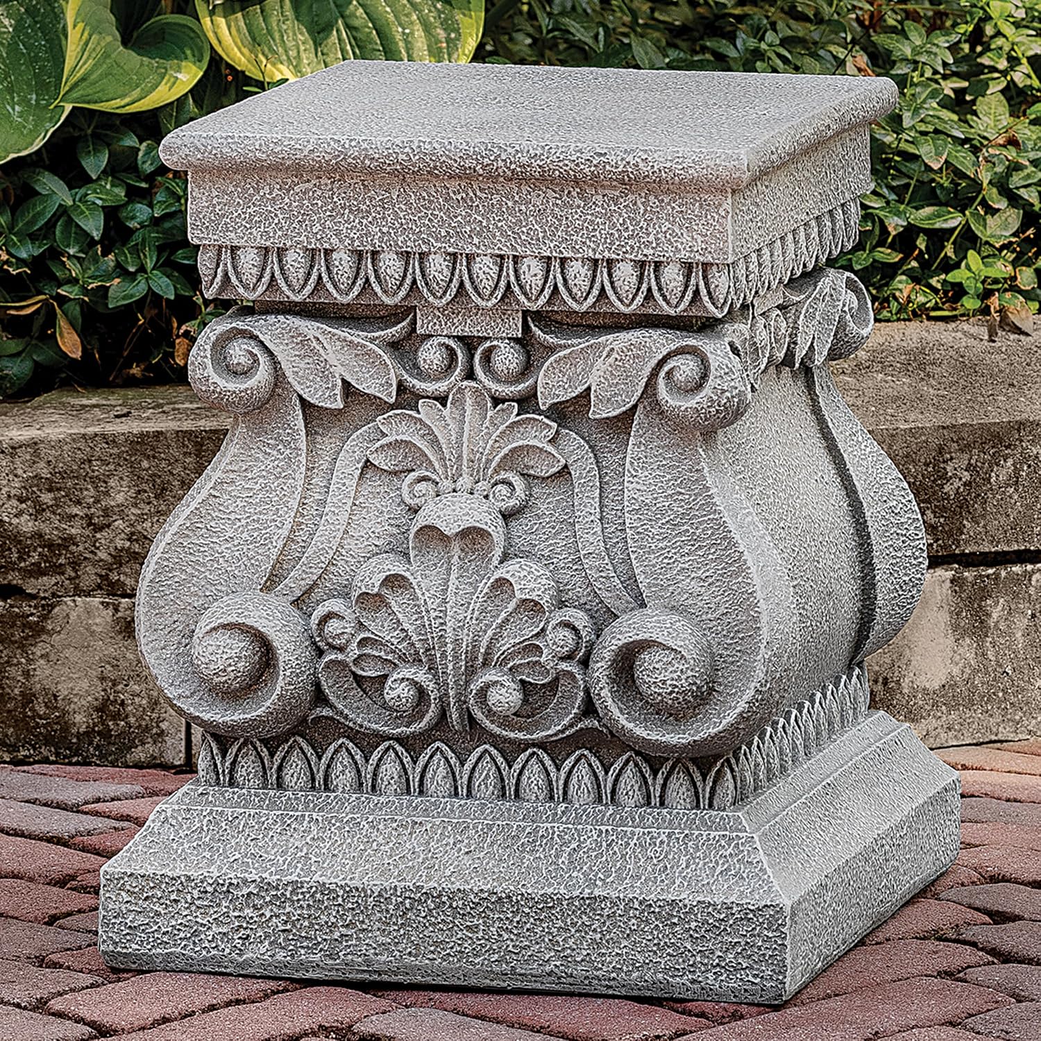 Joseph's Studio by Roman 15" H Large Square Garden Pedestal, Decorative Plant Stand, Resin