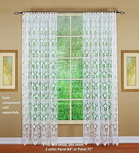 Vista 7 de Today's Curtain Medallón Macramé Panel 72", Blanco, 48W x 72L
