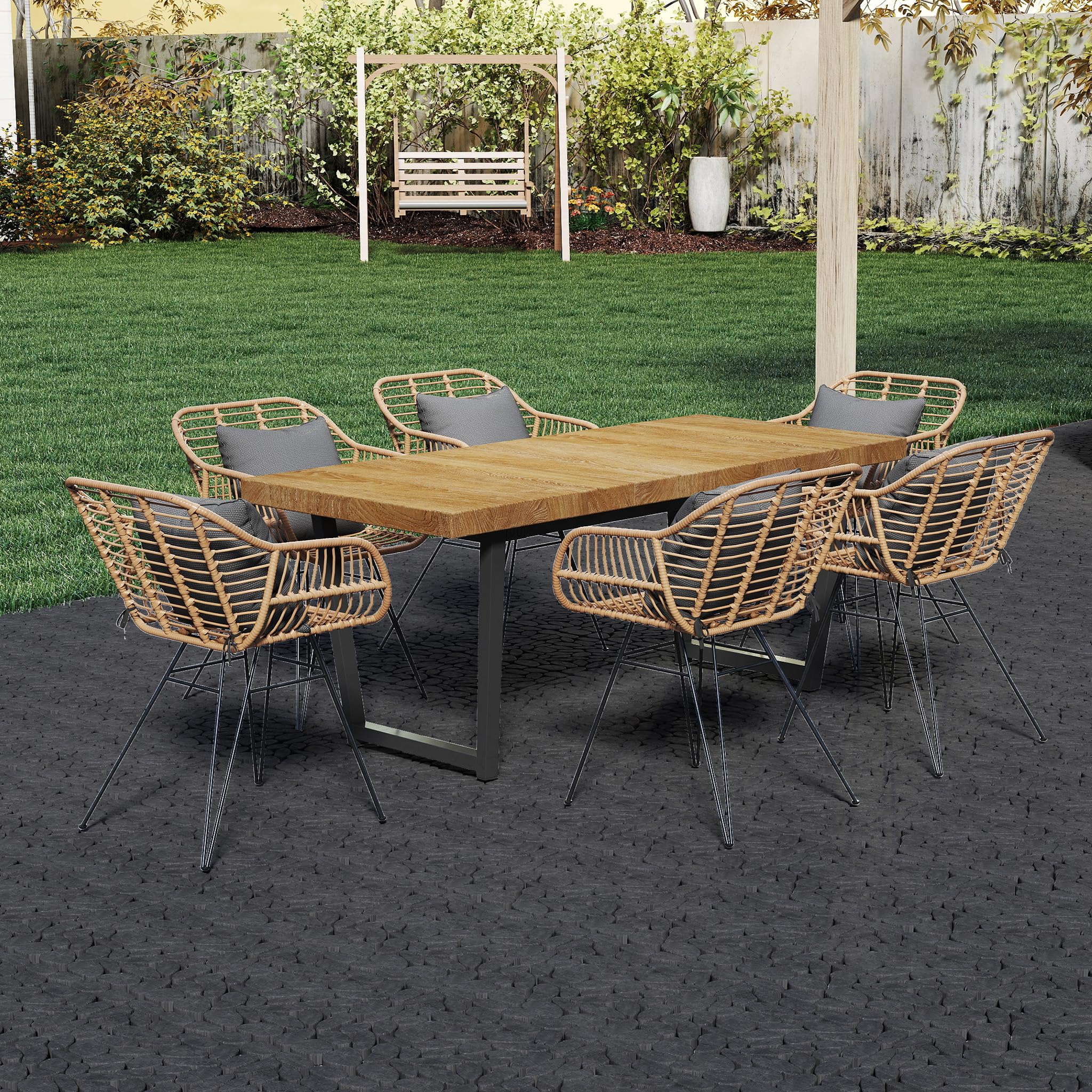 FIVMEN Baldosas de piedra para terraza, 30 x 30 cm, para exteriores, de piedras de río naturales, con sistema de clic, para terraza, balcón, 11 piezas, tipo D