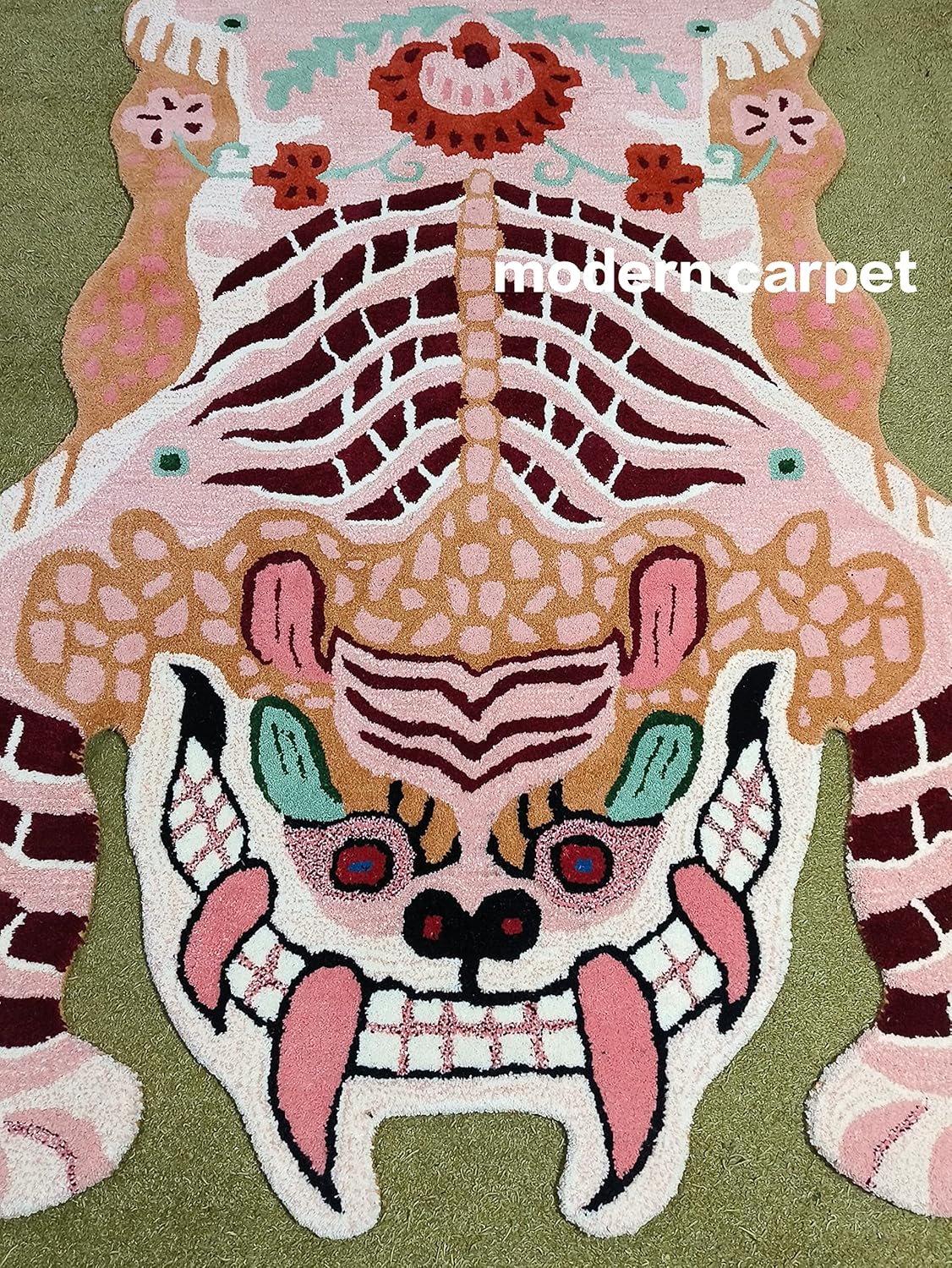 Tibetan Tiger 3x5 Kid Rugs 100% Woolen Handmade Tufted for Kid Room Bedroom Living Room Doormat by Modern Carpet (3X5 FEET)