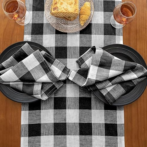 Miniatura 7 de EVERLY Manteles rectangulares de lino 100 % teñido con hilo de 60 x 84 pulgadas para comedor, fiestas de bufé, pícnic, eventos y restaurantes,