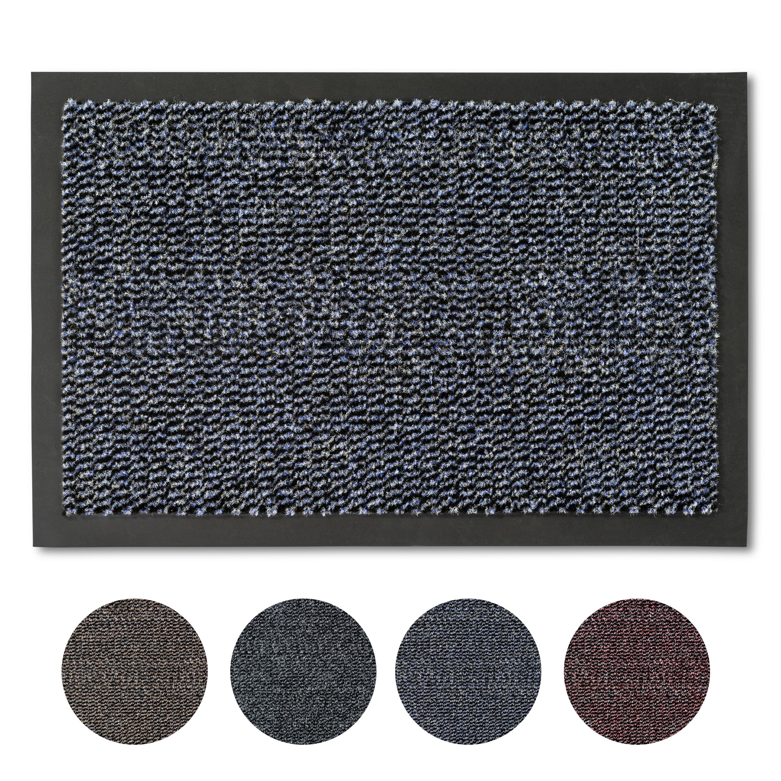 Tapis entrée séchage rapide Carpido paillasson antidérapant bleu intérieur 90x150