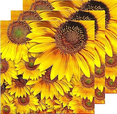 50 Count Sunflower Napkins for Birthday Party Supplies Decorations Yellow Sunflower Themed Cocktail Paper Napkin Disposable for Sunflower Birthday,Baby shower,Bridal Shower,Thankgiving