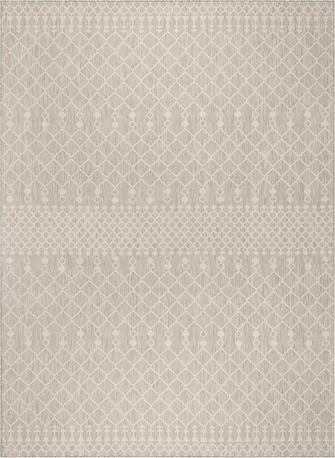 Nourison Home Positano Light Grey 9' x 12' Area Rug - Easy Clean, Non Shedding, Bed Room, Living Room, Dining Room, Kitchen (9' x 12')
