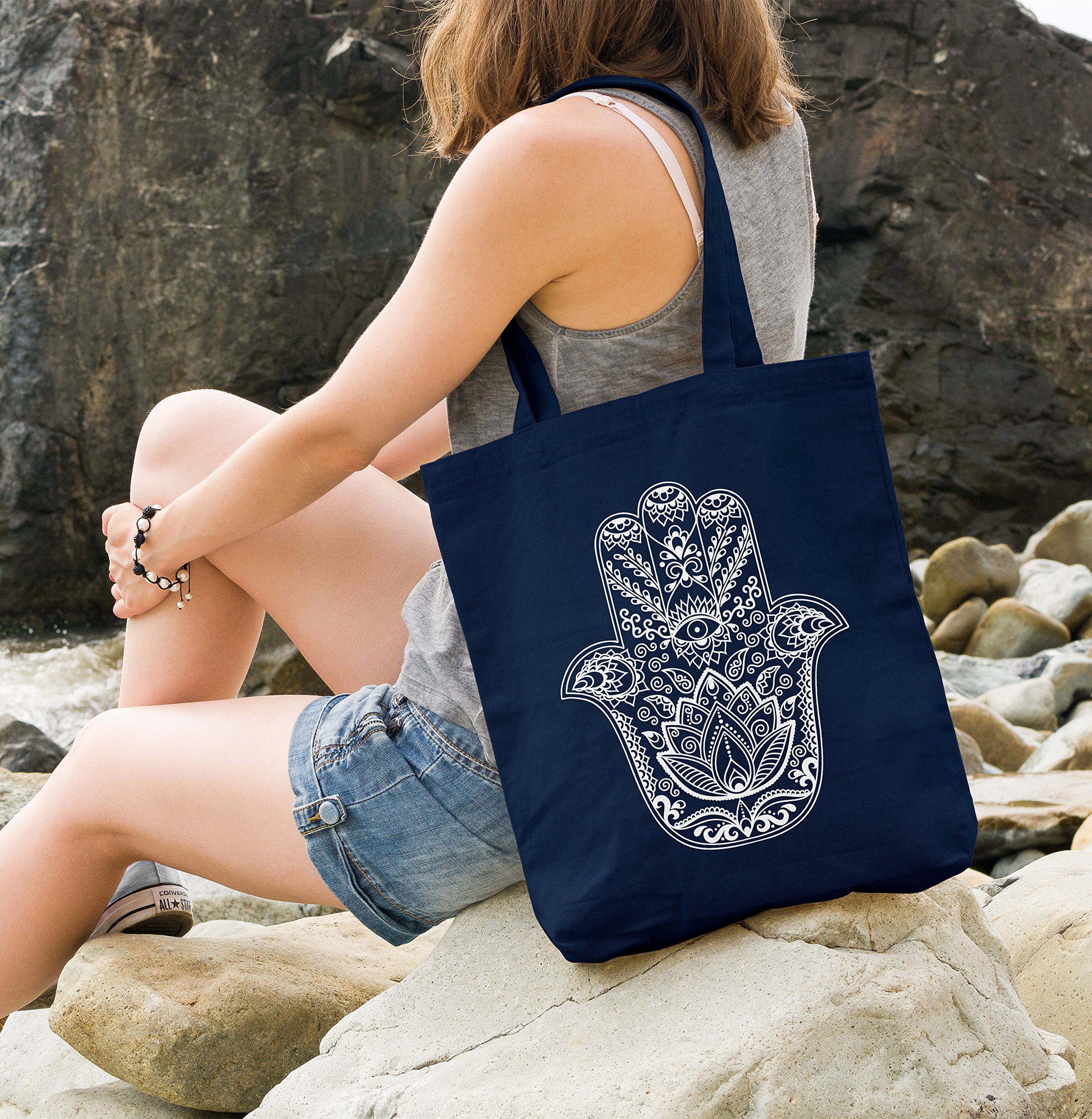 Autiga Turnbeutel Mit Hamsa-Hand Motiv – Baumwolle, 37x46 Cm, 12 Liter Fassungsvermögen