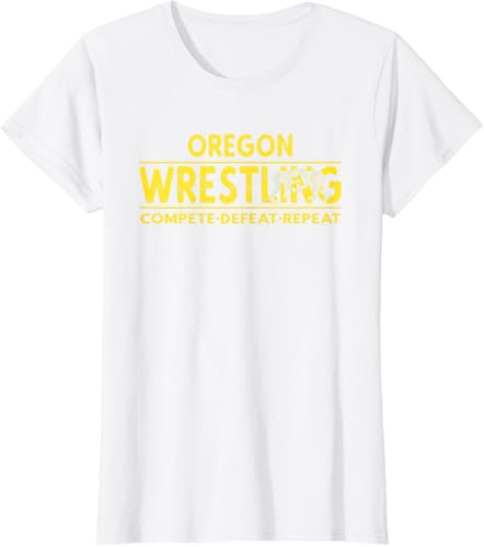 Miniatura 53 de Oregon Wrestling - Compete, Defeat, Repeat T-Shirt Negro,Azul Marino,Asfalto,Blanco,Azul Pastel,Arándano,Rojo,Verde Bosque,Verde Kelly,Verde