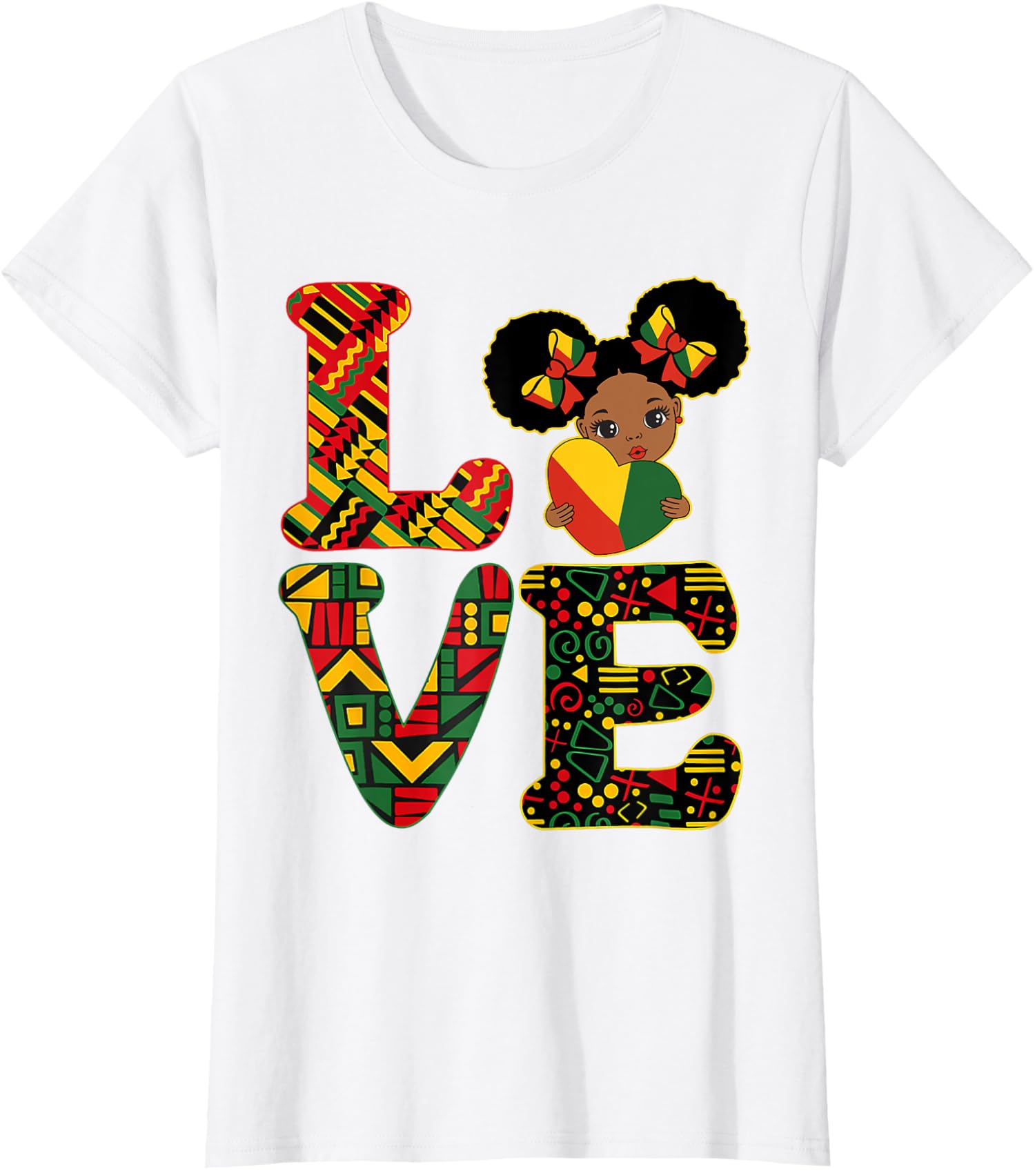 LOVE Black History Month Strong African Support Ladies' Crewneck T-Shirt - Picture 5 of 9