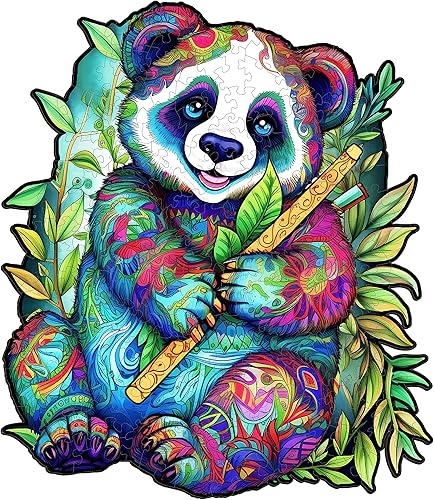 KAAYEE Rompecabezas de madera, rompecabezas de panda, 8.2 x 7.1 pulgadas, 100 piezas, rompecabezas de forma única de animales, regalo para niños y