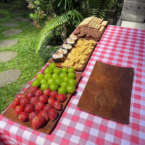 Miniatura 6 de RaTeak Plato de madera de teca (10 x 6 pulgadas, juego de 4)  Platos de madera para servir sushi, sashimi, embutidos, alimentos, aperitivos,