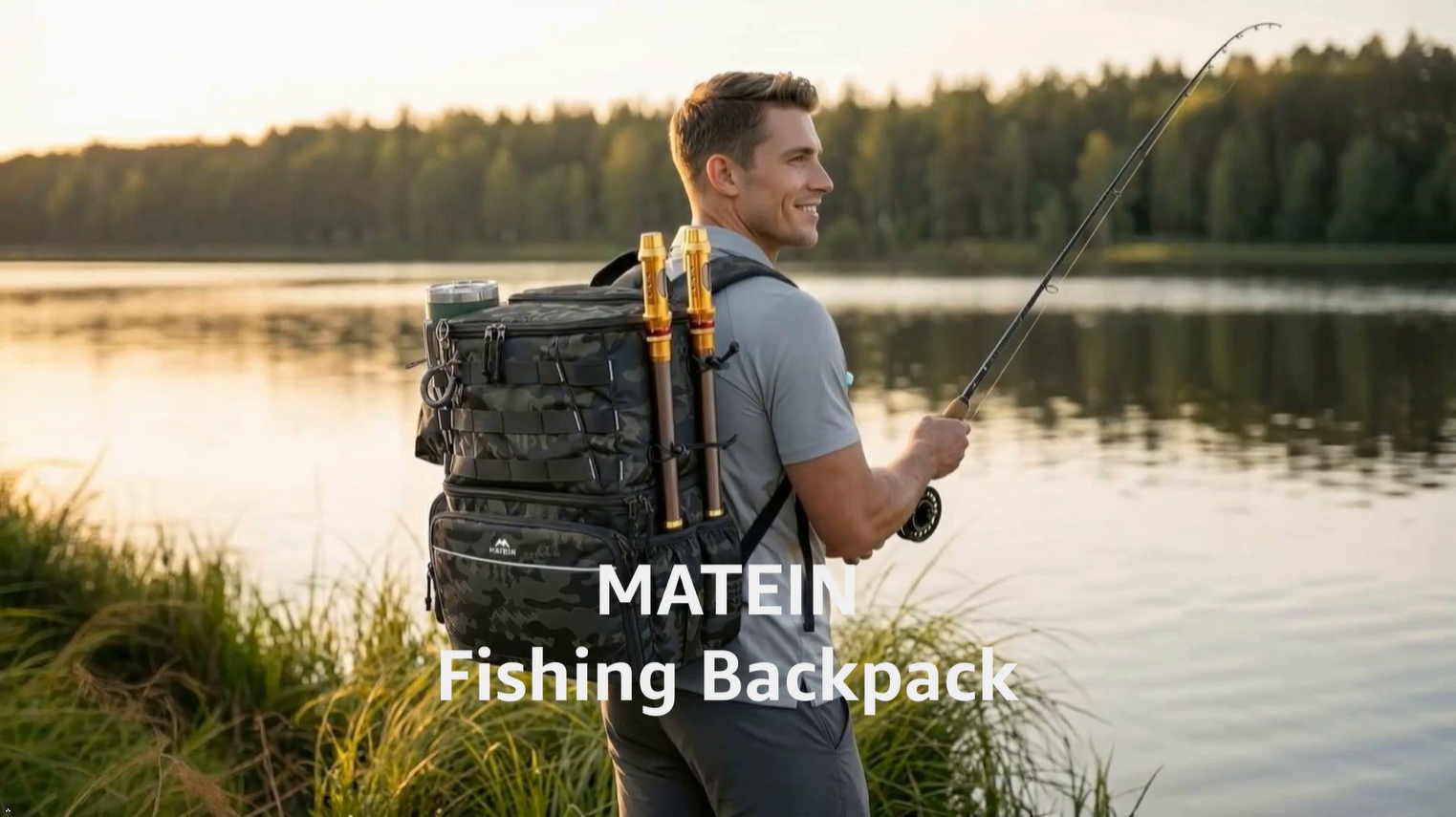 MATEIN Fishing Backpack for Men, Fishing Cooler Backpack with Rod Holder