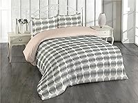 Vista 12 de Ambesonne Juego de funda de edredón de calavera, cabeza de esqueleto de estilo americano tradicional y boceto floral sobre arte estampado oscuro