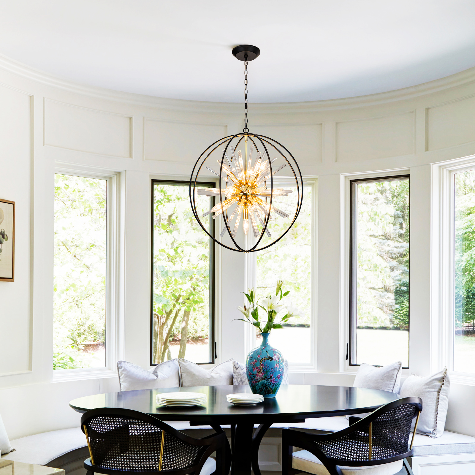 Vezzio 22 Inch Black and Gold Chandelier Modern Chandeliers for