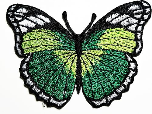 Miniatura 1 de HHO - Parche bordado de dibujos animados con diseño de mariposa verde, bonito aplique para coser para planchar para niños, para bolsos, chaquetas,
