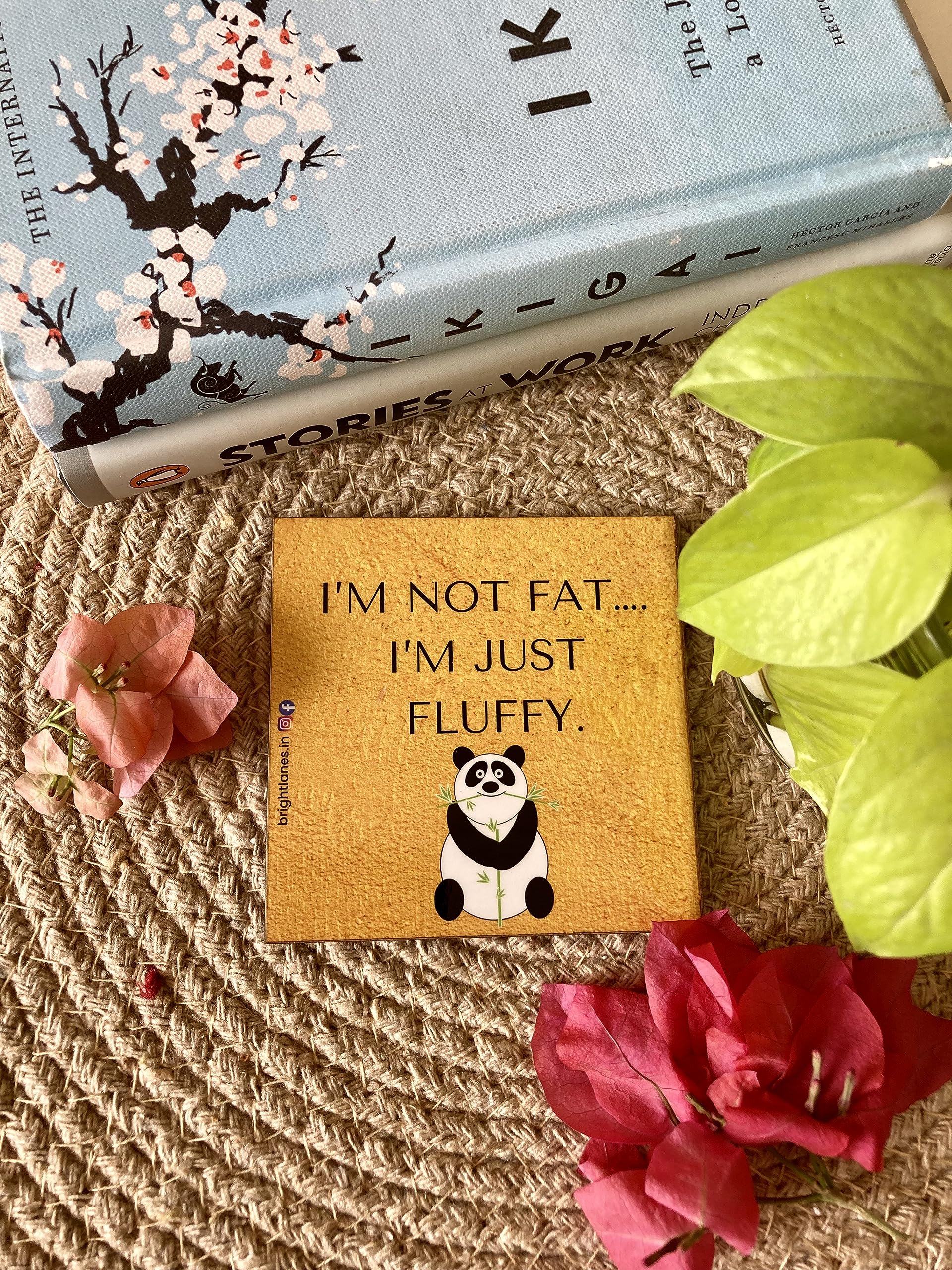 Brightlanes | I'm not Fat… I'm just Fluffy | 4 x 4 inches Wooden Fridge Magnets l Positive & Quirky Quoted Magnets