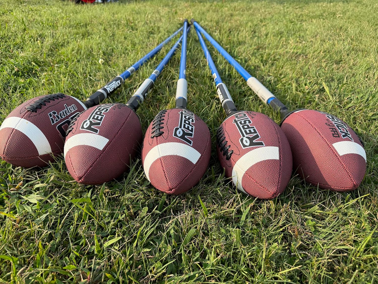 REPSTICK The Original 5-Pack - Team Edition - Complete Football Training System for Coaches - Real Footballs with Speed Grip Sticks