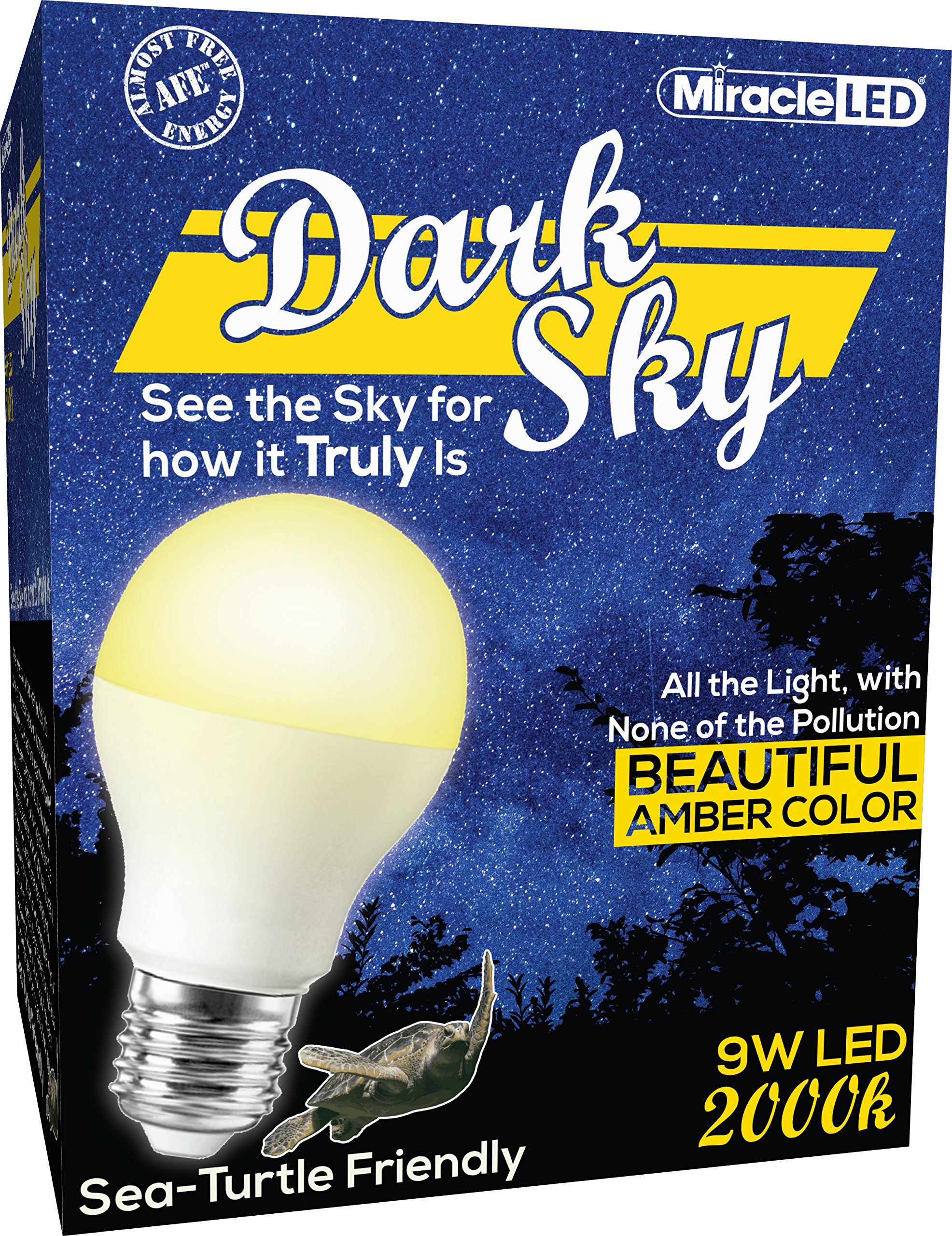 MiracleLED 604587 9W Bulb 2-Pack Dark Sky Light, Amber