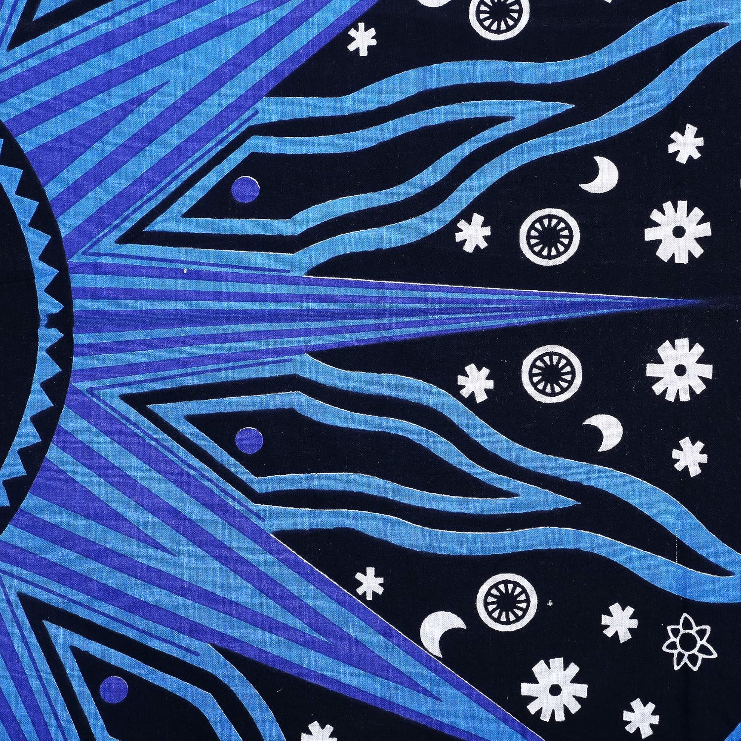 THE ART BOX Aesthetic Room Decor Bedroom Wall Decor Trippy Tapestry Indie Aesthetic Sun Moon Wall Decor Hippie tie dye Tablecloth Psychedelic Bedspread, 100% Cotton, Blue , 215x230 Cms : Home & Kitchen