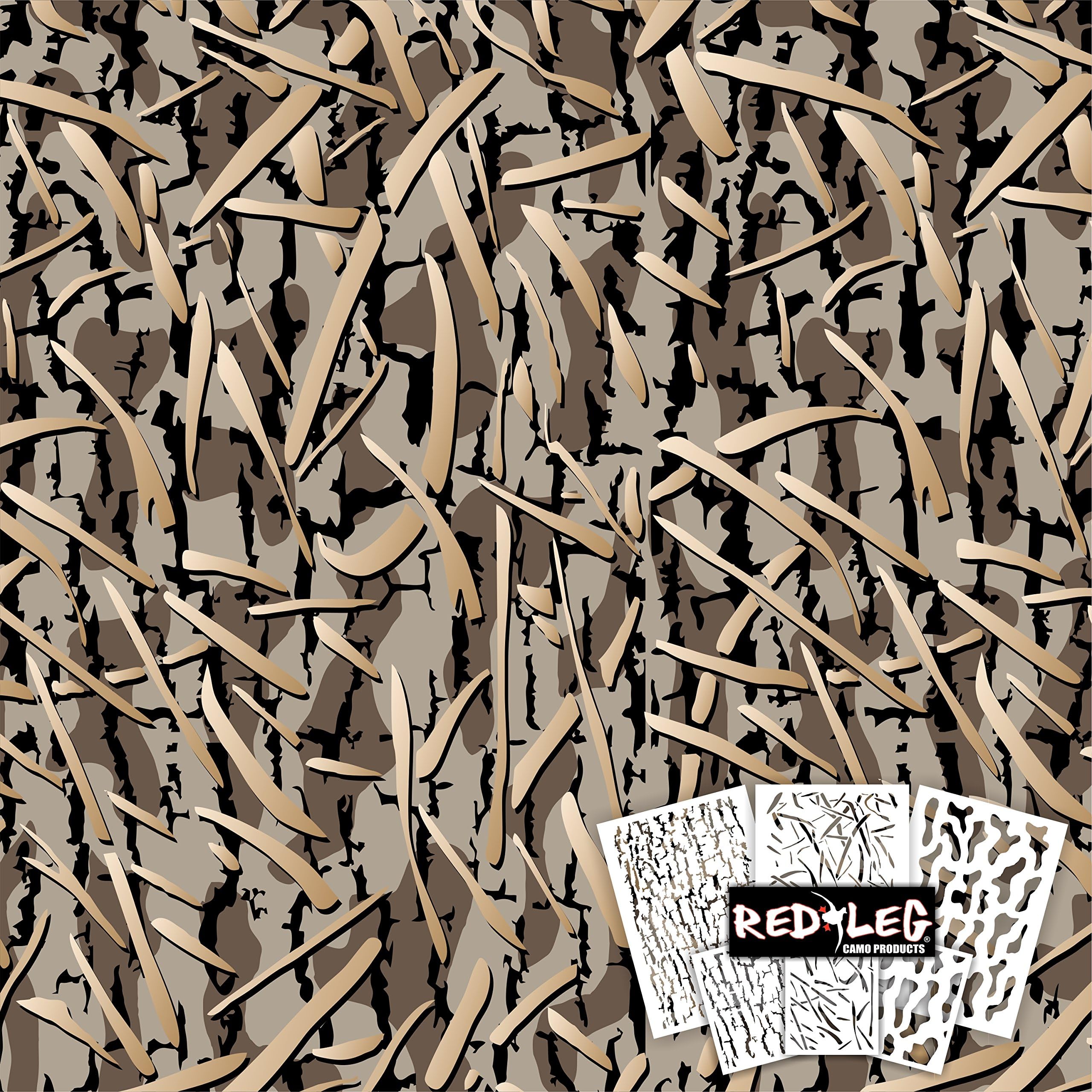 HD3 6 Piece Camouflage Grass Duck Boat Stencil kit