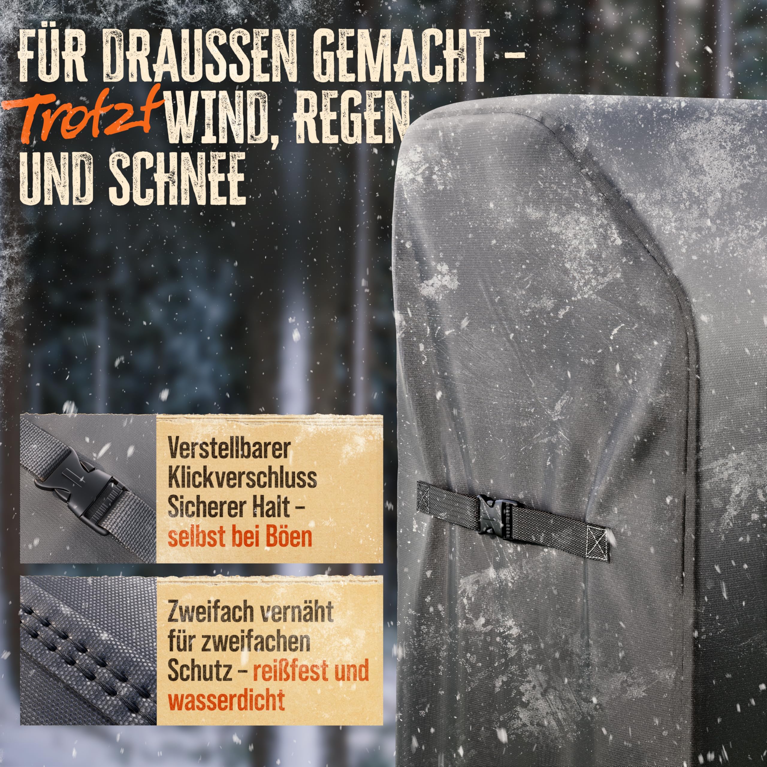 AMZBBQ® Premium Grillabdeckung wetterfest - 135 x 115 x 65 cm - 100% wasserdichte Abdeckhaube für Gasgrill - Grillhaube für Weber Spirit E-310 & E-320 / Rösle Videro G3 / Enders Boston & Monroe ProX 3