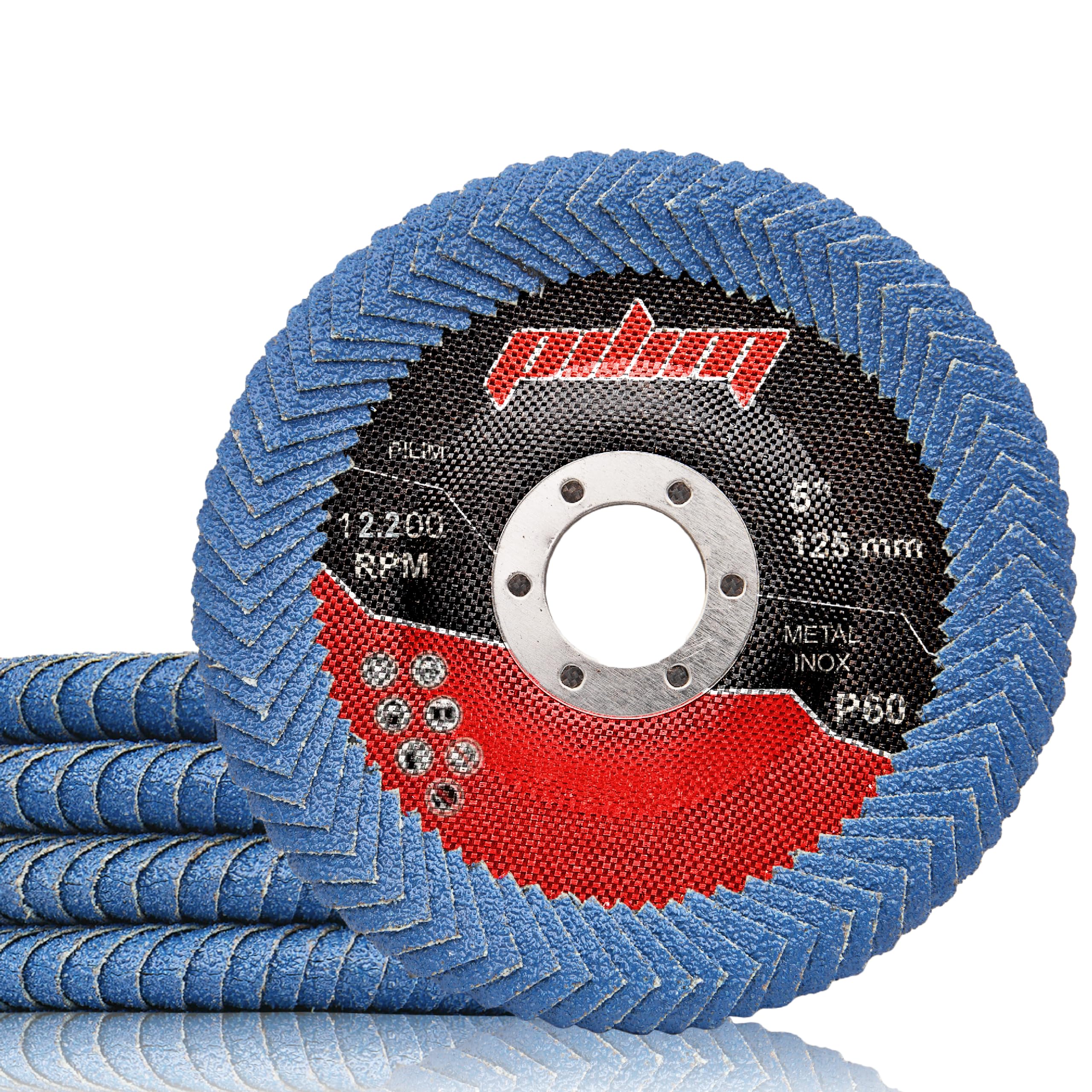 Discos de solapa curva radial de circonita de 5 pulgadas, paquete de 5, superficie de molienda de 280° para soldaduras de filete y zonas de difícil acceso, metal y acero inoxidable