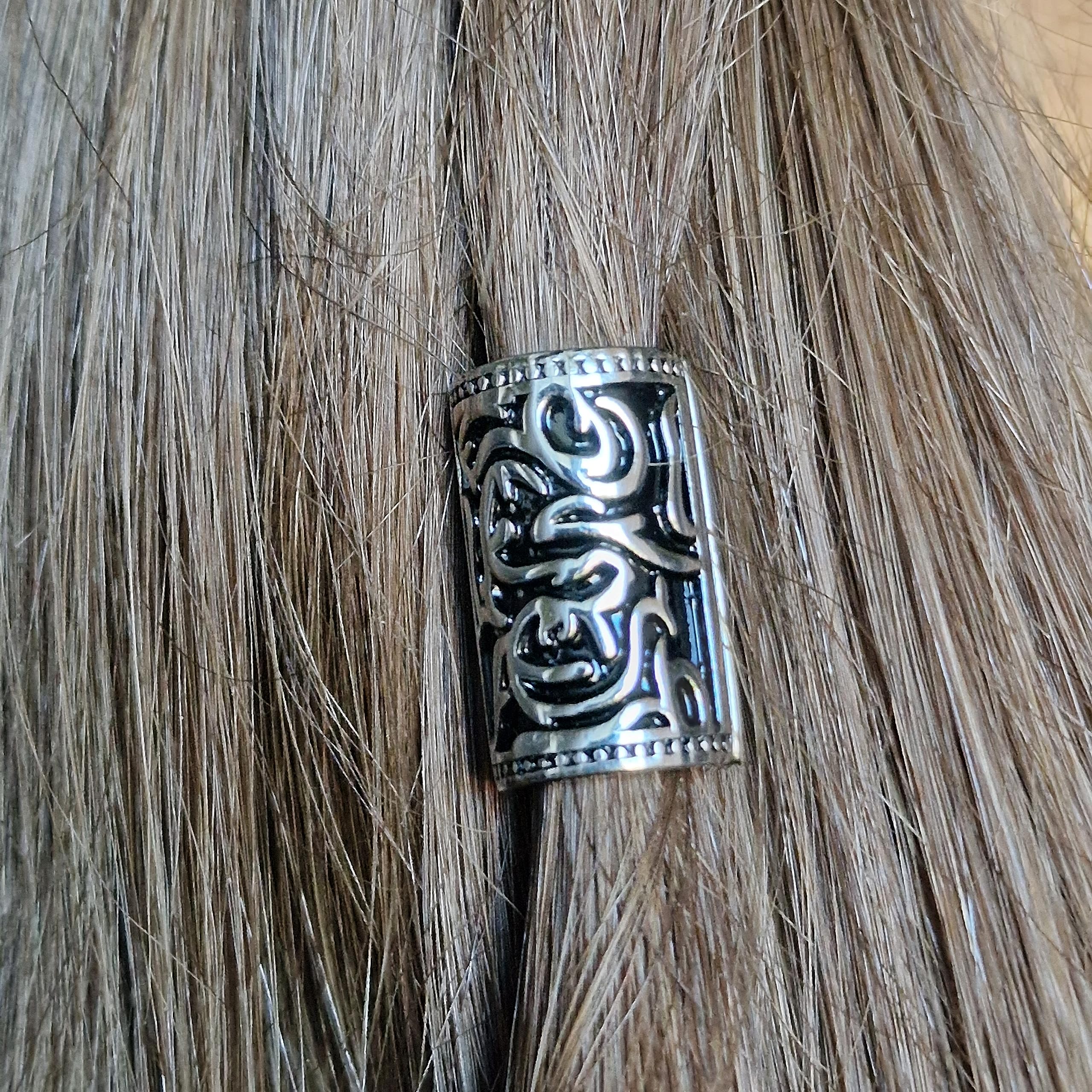 VALHALLA Gioielli per capelli e barba - Vikings in acciaio inossidabile - Perline intrecciate - Dreadlocks