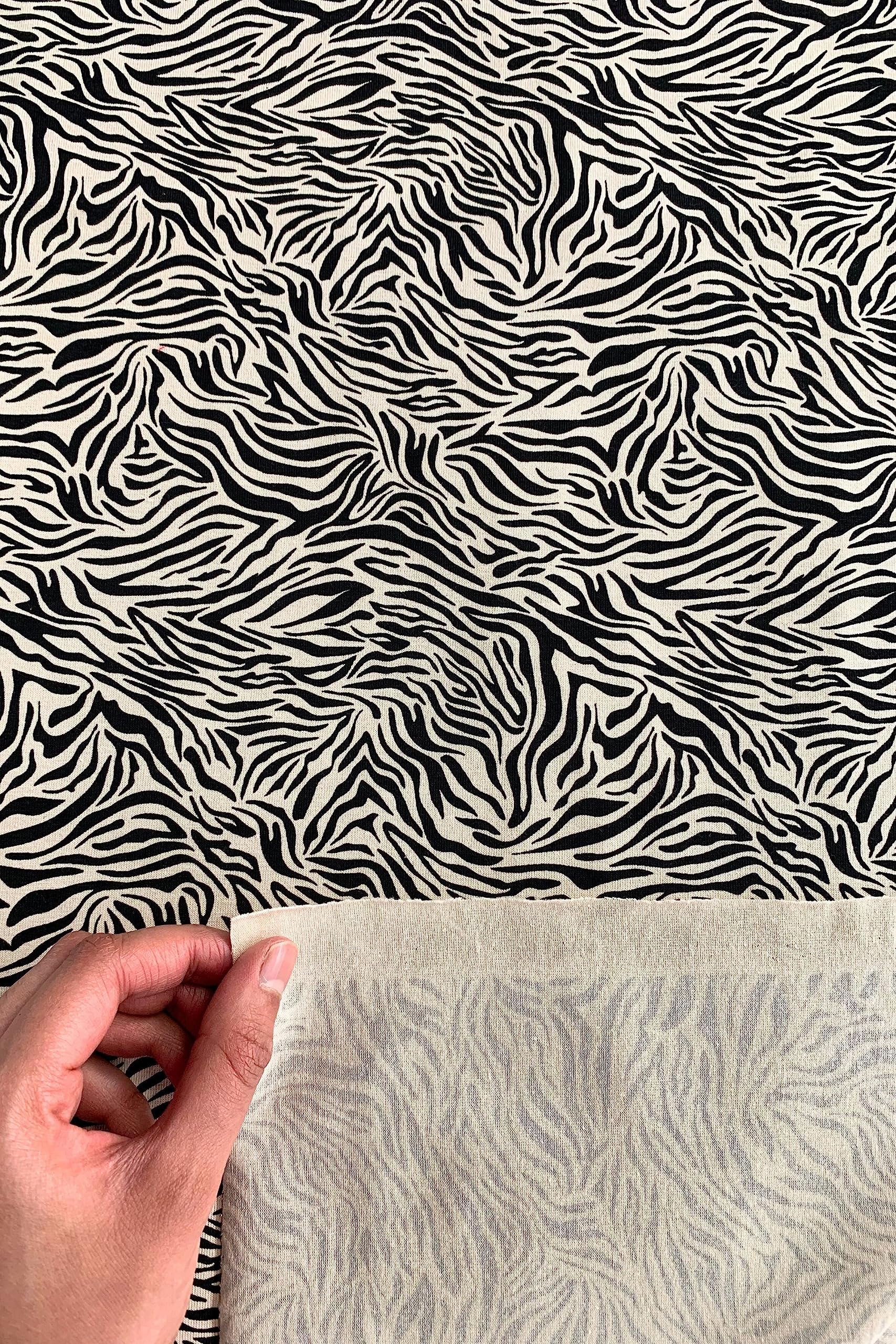Cotton Lycra Jersey | 4 Way Stretch Dressmaking Material | Animal Tiger Prints | Oeko-Tex 100 Fabric | Sold by The Metre | by Tia Knight, Mini Tiger SQ766 (Light Stone)
