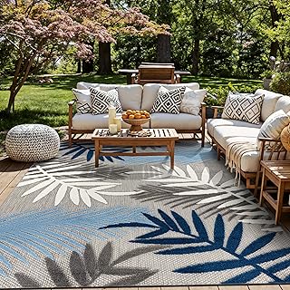 Rugshop Indoor/Outdoor Palm Leaf Area Rug, Non-Shedding Easy-Care Design...