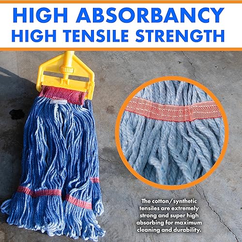 Miniatura 4 de Cabezal de trapeador húmedo de algodónsintético, suministros de limpieza, cabezal de fregona de extremo de bucle, alta absorción, alta resistencia a