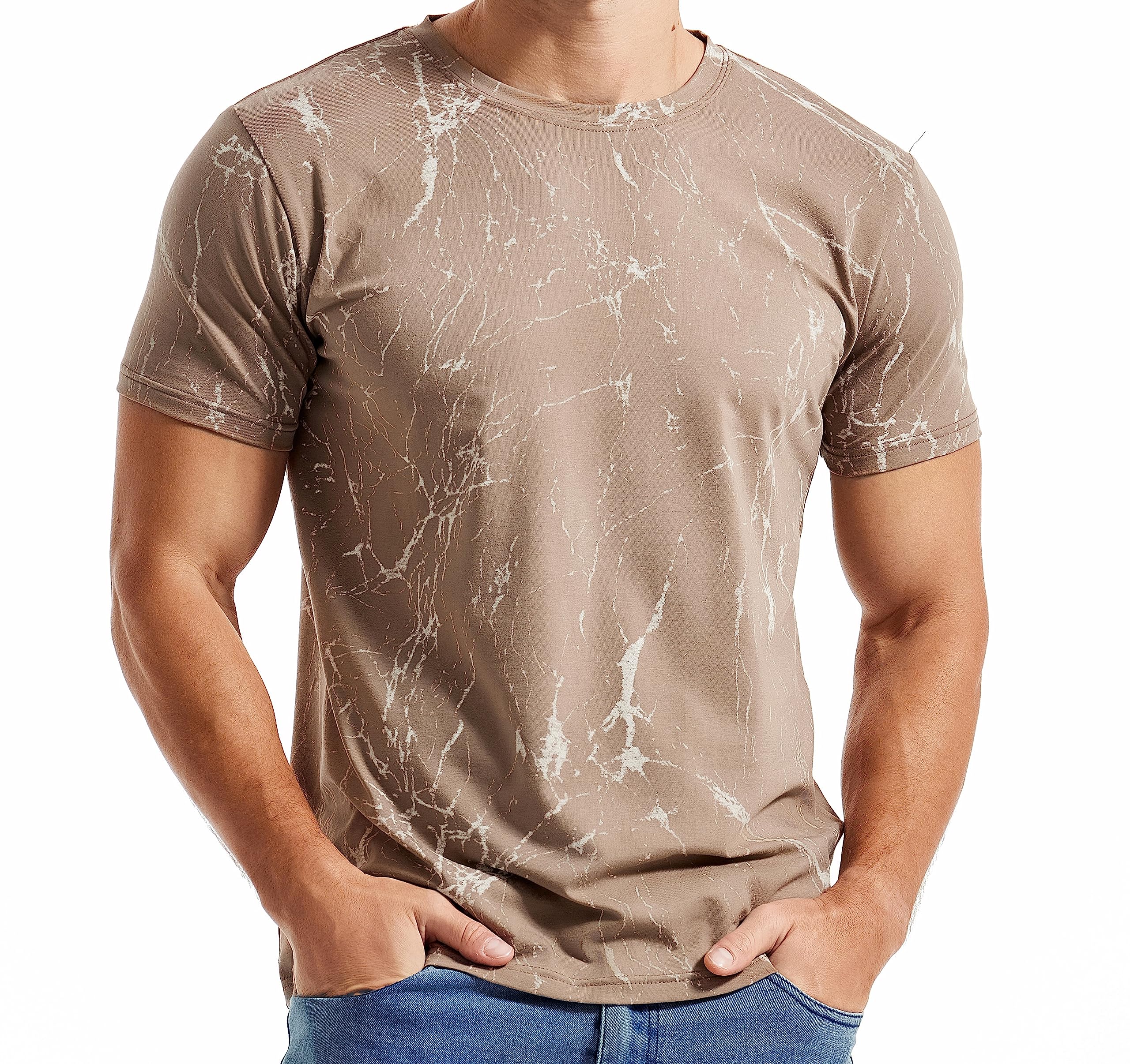 RONOMO Herren T-Shirt 95% Baumwolle 5% Spandex, Mikroelastik, Hautfreundlich