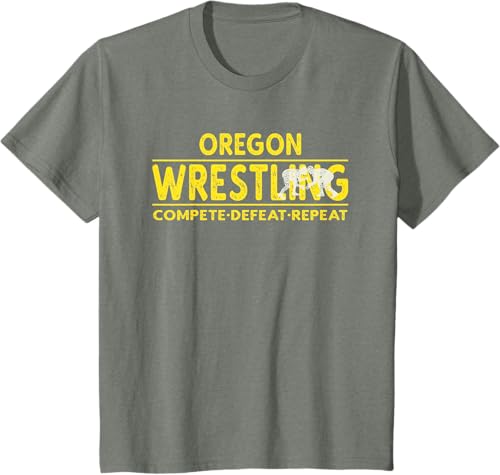 Miniatura 22 de Oregon Wrestling - Compete, Defeat, Repeat T-Shirt Negro,Azul Marino,Asfalto,Blanco,Azul Pastel,Arándano,Rojo,Verde Bosque,Verde Kelly,Verde