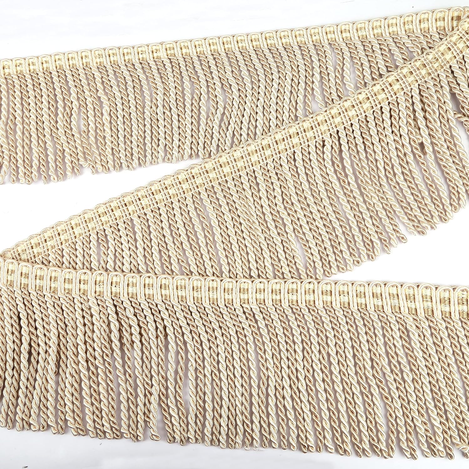 BEL AVENIR Curtain Fringes Bullion Fringe Trim 5 Yard x 5.9 Inches Fabric Trims Sewing DIY Decoration for Curtain Sofa Clothes - Beige