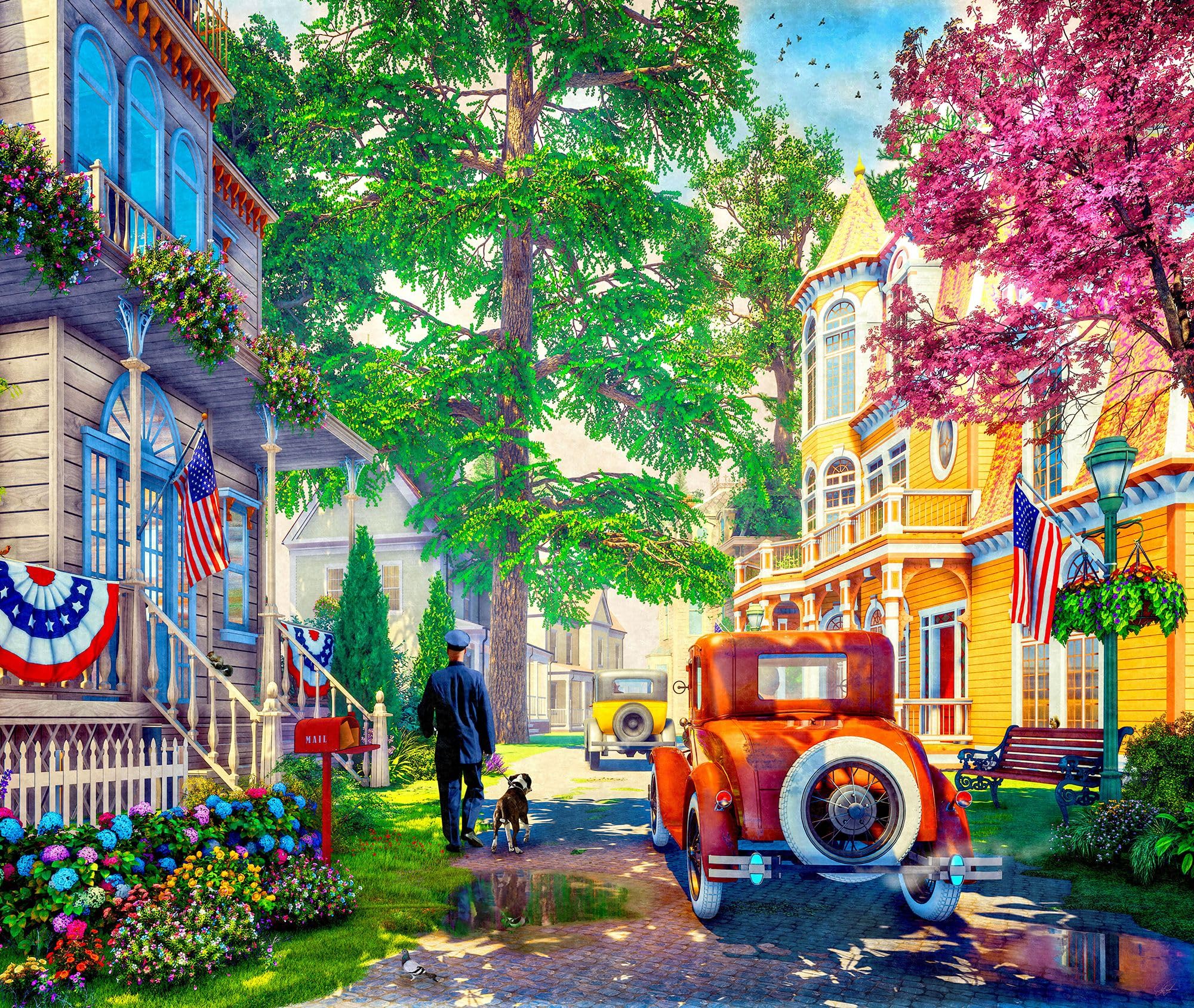 1000 Piece Jigsaw Puzzle For Adults - "A Peaceful Town" Challenging Art Puzzle, 28x20 Inches - View #8