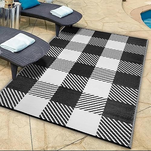 Miniatura 4 de Lush Ambience Alfombra para exteriores, impermeable, reversible, sin arrugas, resistente a la decoloración, fácil de limpiar, alfombra de área de