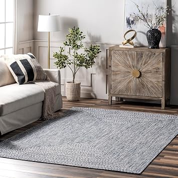 nuLOOM Wynn Navy Solid Braided Indoor/Outdoor Area Rug, 5 x 8