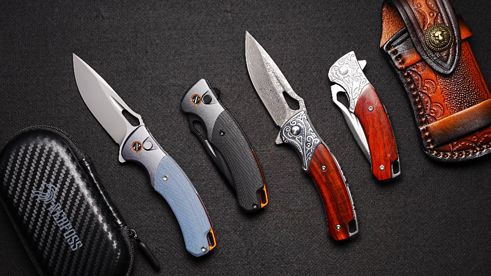 NedFoss Heron Damascus Pocket Knife, 2.8