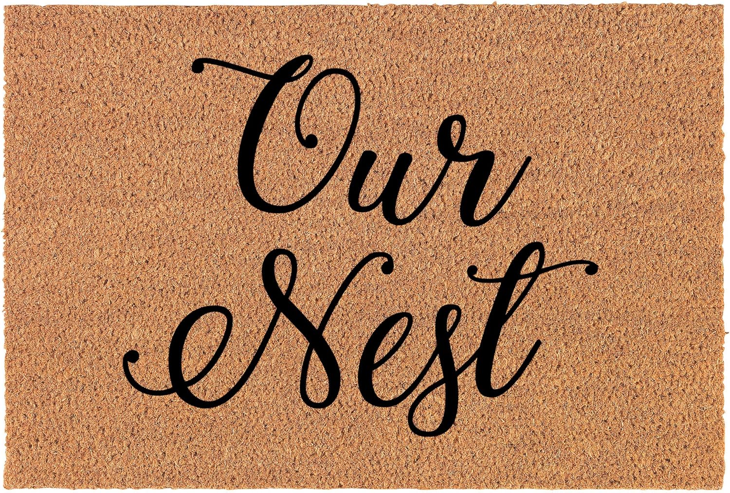Coir Doormat Front Door Mat New Home Closing Housewarming Gift Our Nest (24 x 16 Small)