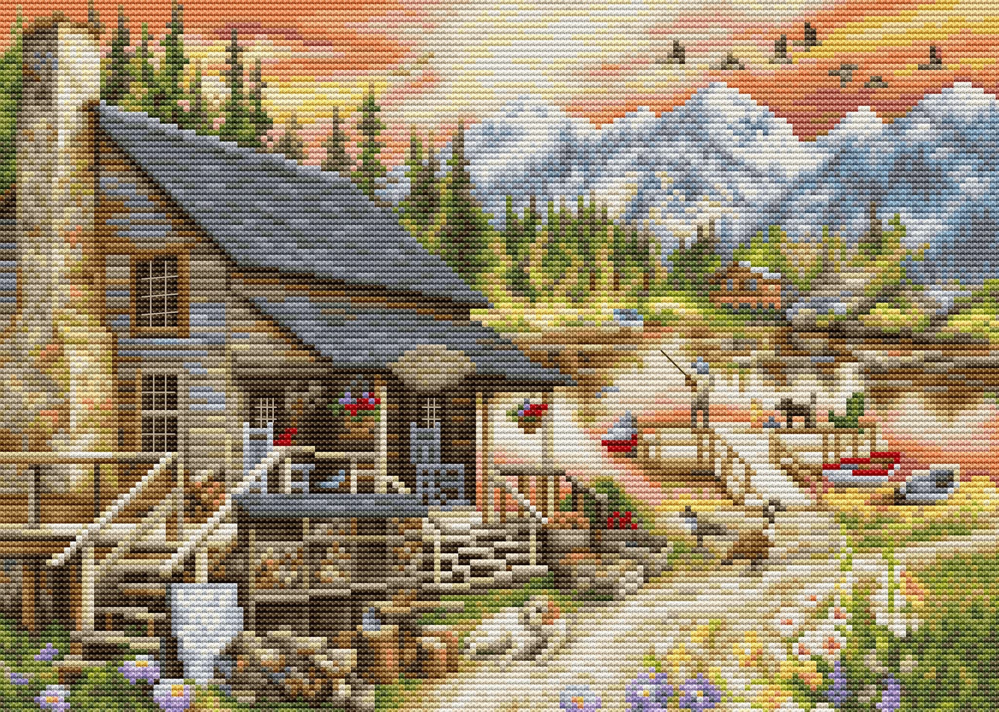 Lucas Cross Stitch Kit S - Log Cabin General Store, BU5020,