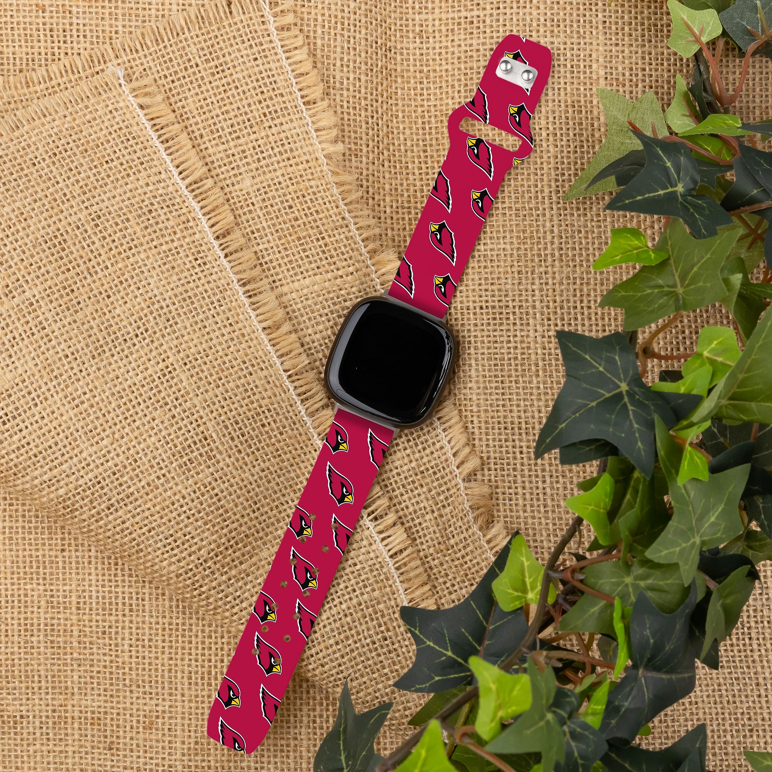 Game Time Arizona Cardinals HD Watch Band Compatible with Fitbit Versa 3 and Sense (Repeating Short)