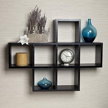Danya B. Black Laminate Display Wall Shelf