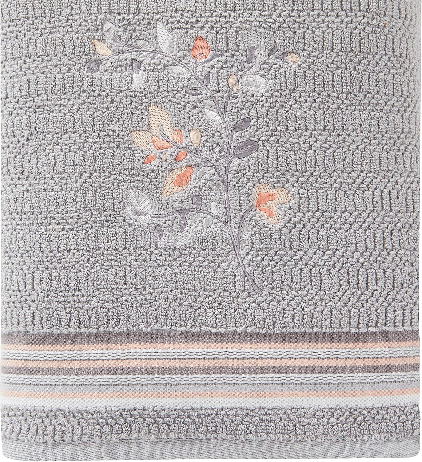 SKL Home by Saturday Knight Ltd. Greenhouse Leaves Bath Towel,Gray,Small (Pack of 2)