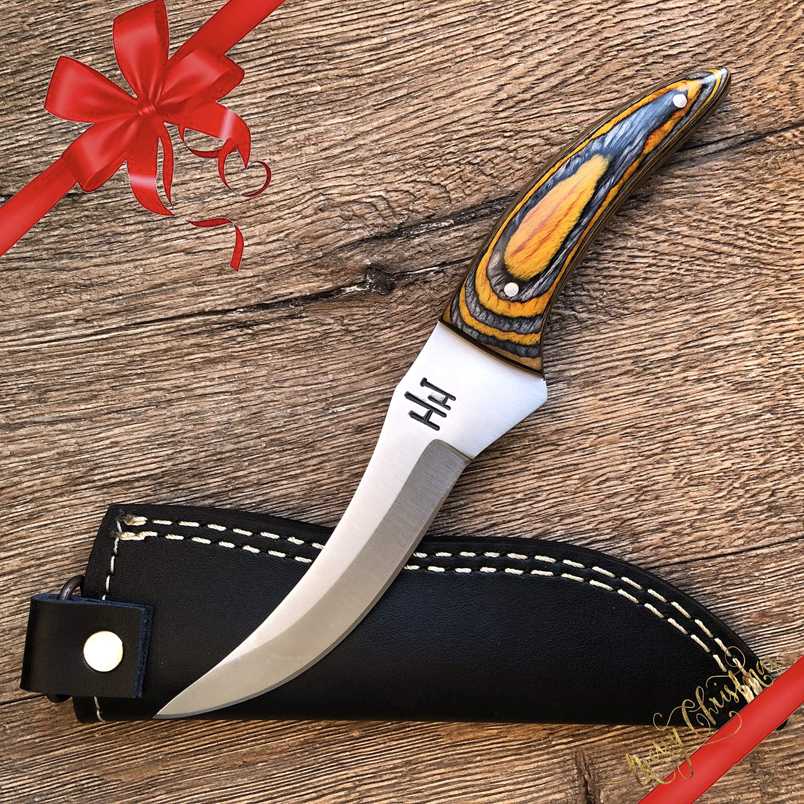 Hobby Hut HH-321, 420C Steel Custom Handmade Hunting Knife with Sheath Fixed Blade Bushcraft Knife Full Tang Designed for Camping and Survival