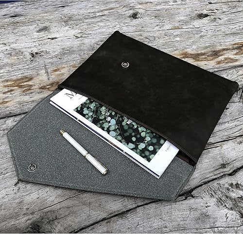 Miniatura 2 de LUOHANGE Vintage pu cuero 13.5 "negocios embrague sobre bolsa documentos certificado portátil manga caso oficina carpeta de archivo, Naranja