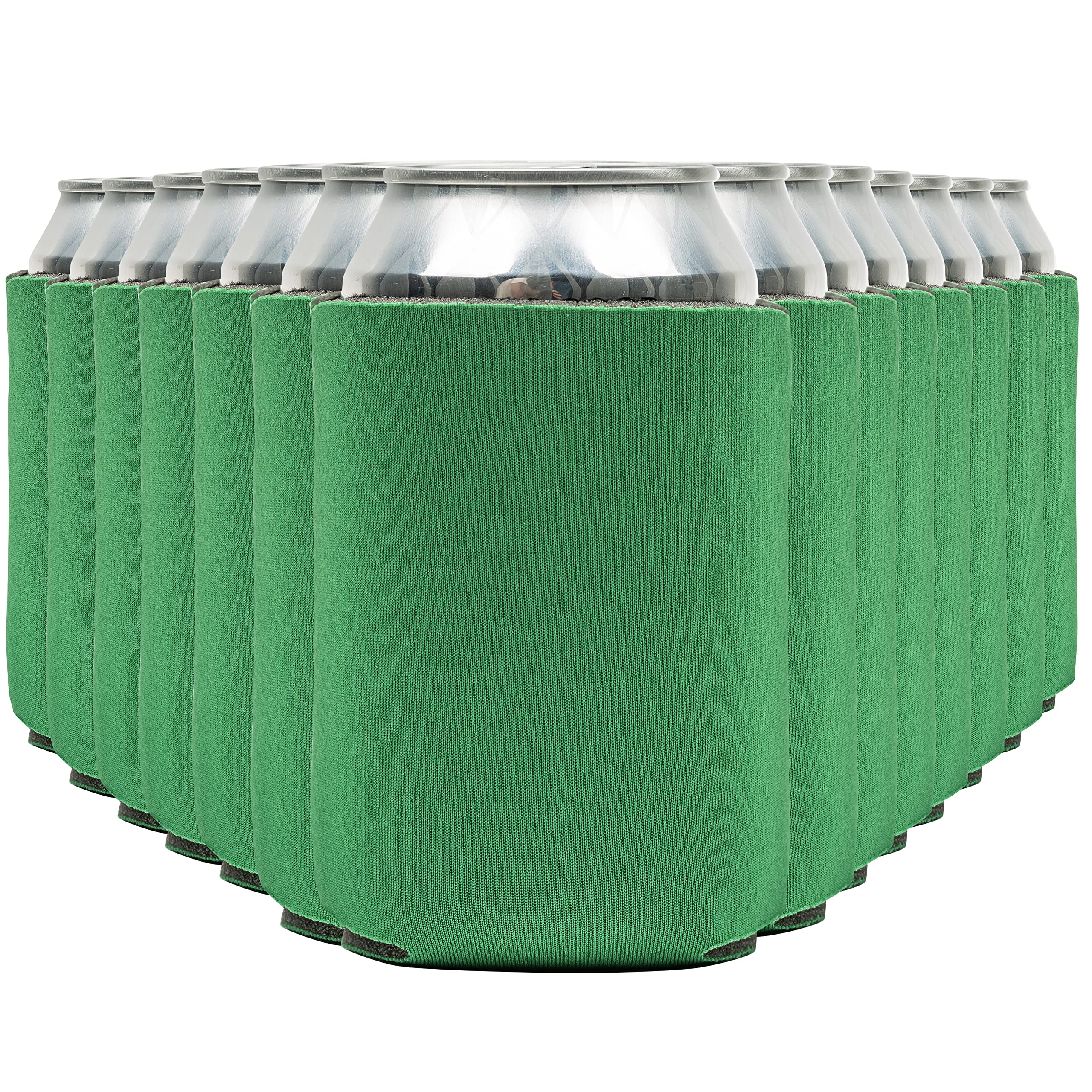 Blank Beer Can Coolers Sleeves (30-Pack) Soft Insulated Beer Can Coolies - HTV Friendly Plain Koolies in Bulk for Beer Cans &amp; Bottles - Coolie Blanks for Vinyl Projects &amp; Wedding Favors (Kelly Green)