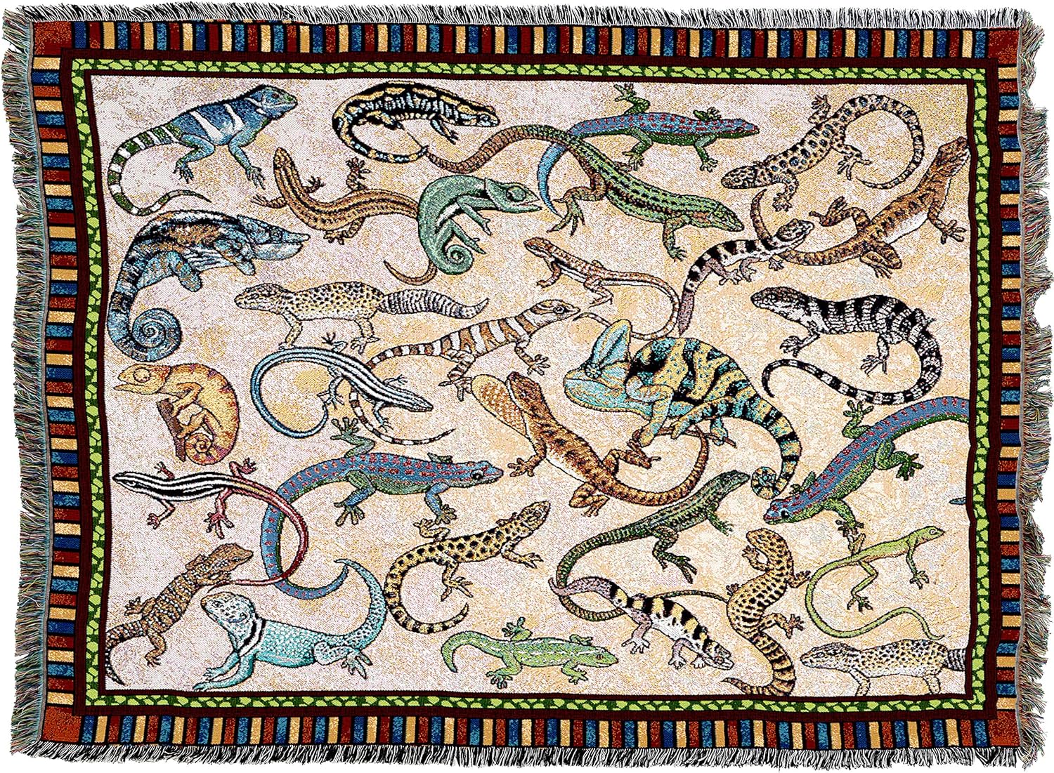 Pure Country Weavers Lounging Lizard Blanket by Elena Vladykina - Garden Floral Gift Tapestry Throw Woven from Cotton - Made in The USA (72x54) - Image 4