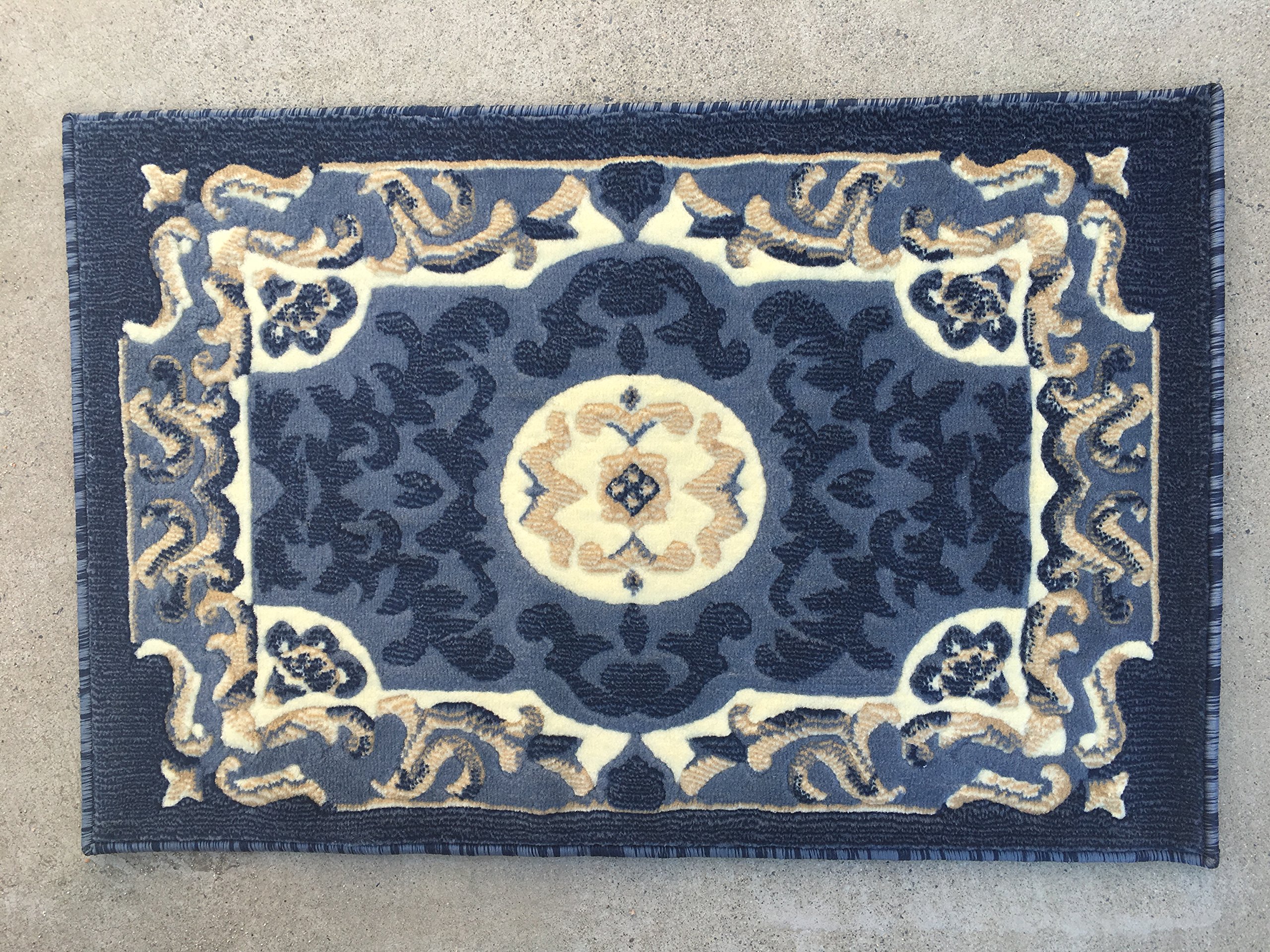 Carpet King Traditional Door Mat Area Rug Blue Design 101 (2ft.x3ft.)