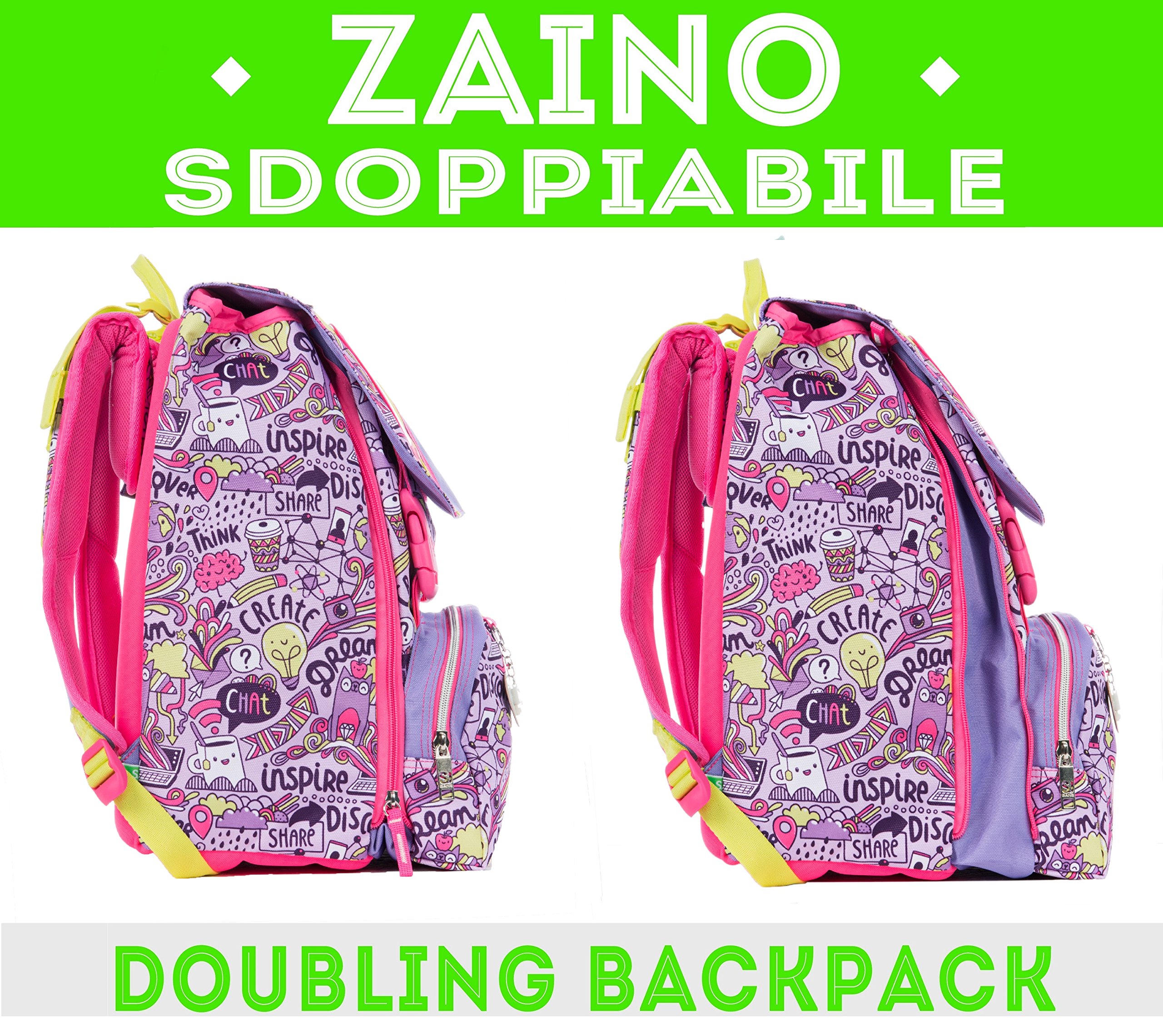 SJ Gang Zaino scuola sdoppiabile HIGH TECH + Easy Trolley - Viola Rosa - INNOVATIVO sistema regolazione schienale - 28 LT elementari e medie 3