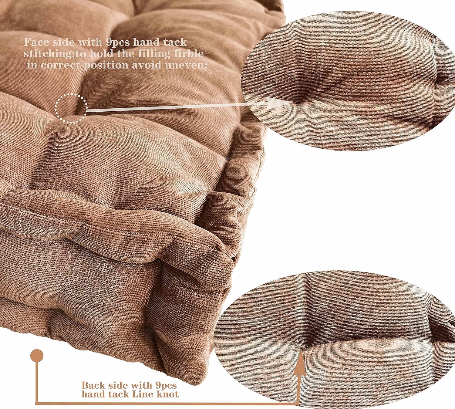 Verpert Floor Pillow, Square Meditation Cushion Floor Seating for Adults, Oversized Tufted seat Cushion Reading Nook for Kids, Yoga Meditation Pillow for Sitting on Floor 25x25 Inch Gray: Kitchen & Dining