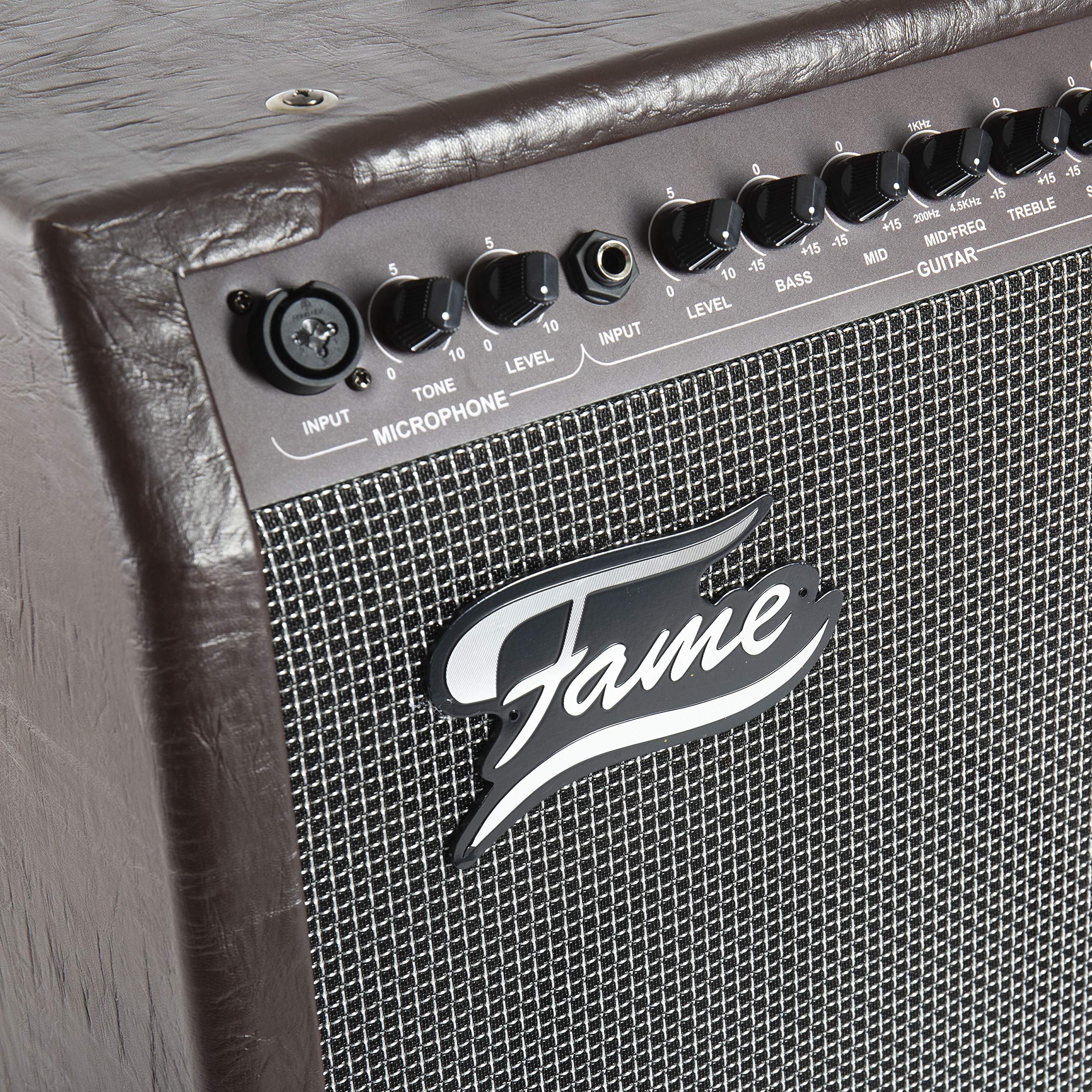 Fame AE-60 Akustik-Verstärker mit 60 Watt Leistung, 2 Kanäle für Gitarre und Gesang, Chorus, Reverb, CD-Input und globalem Equalizer