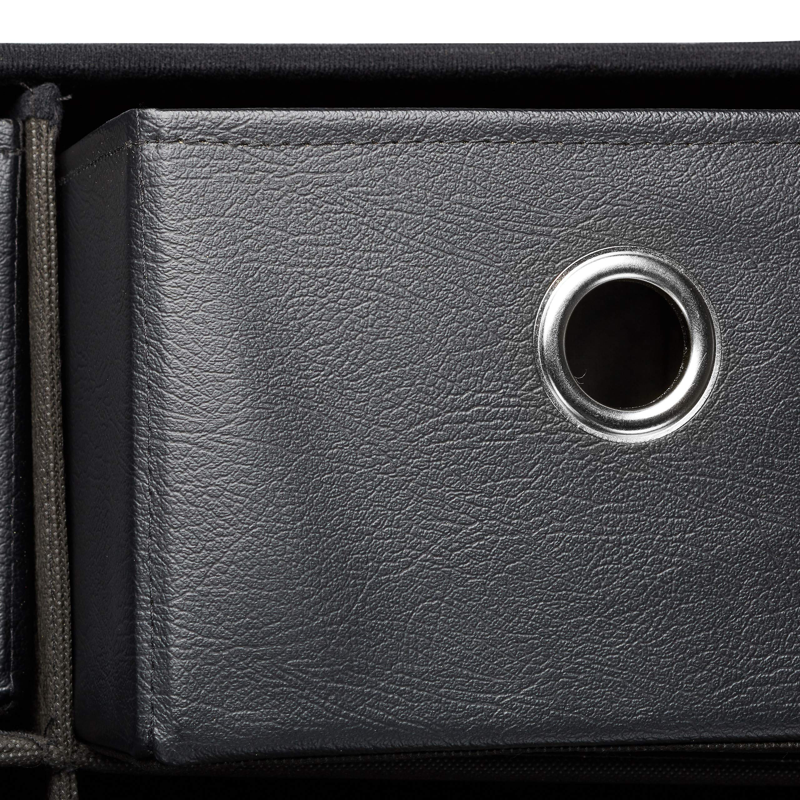 Relaxdays Banco Plegable, Taburete 6 Compartimentos de Almacenamiento, 38x76x38 cm, Cuero Sintético, Plegable, Negro
